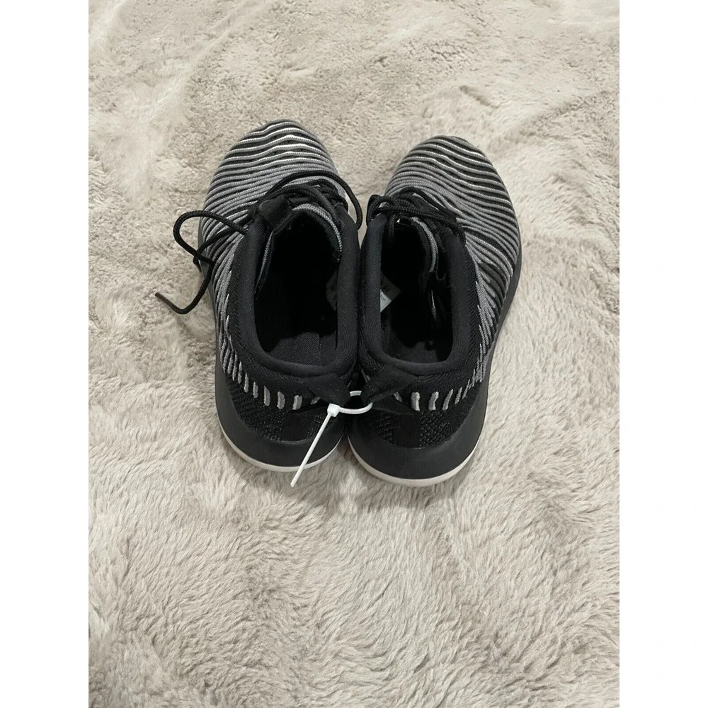 Nike Free RN Flyknit 2017 Black Gray Striped Running Shoes Women's 8 #844929-001